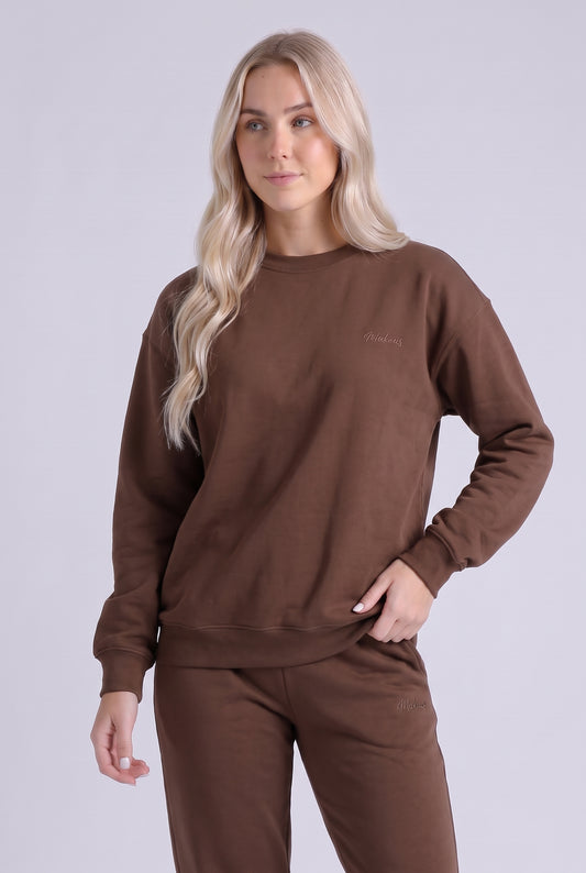 Damska bluza dresowa bez kaptura czekoladowa - Luna SOFT PRO