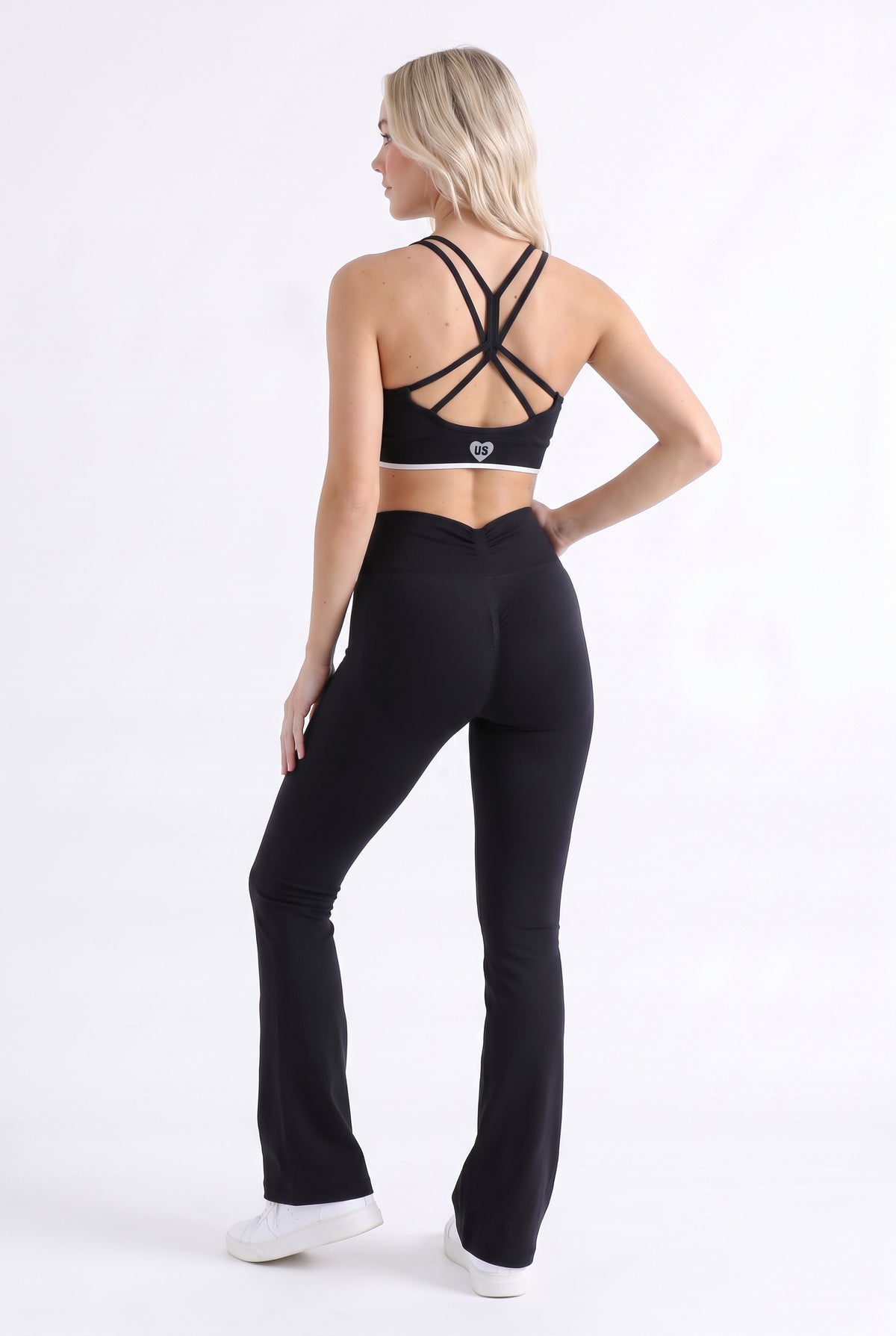 Dzwony bezszwowe PUSH UP V SHAPE czarne - Flame