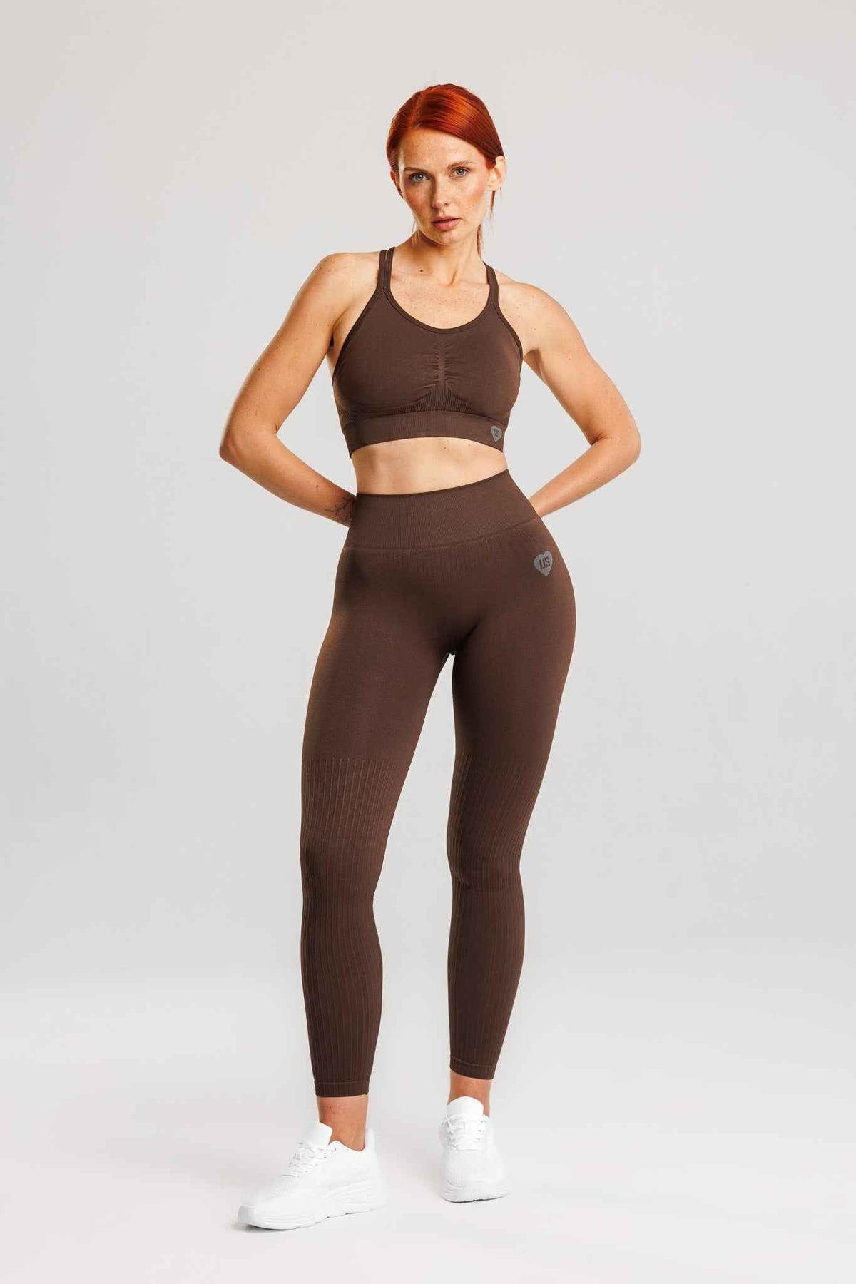 Zestaw bezszwowy PUSH UP PRO II top + legginsy espresso - Nevada