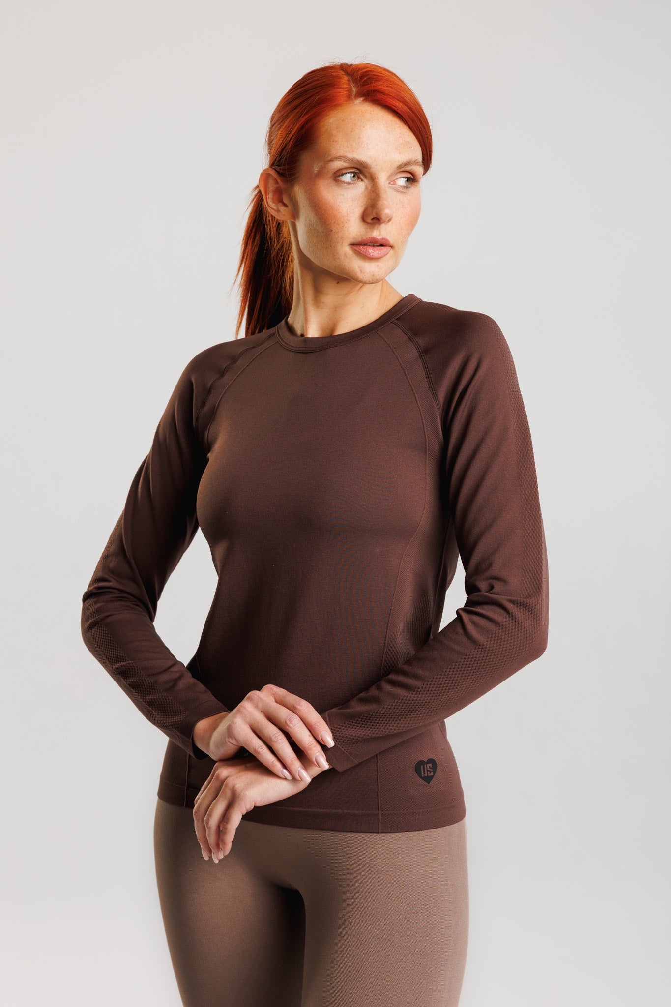 Longsleeve bezszwowy techniczny PRO brązowy Dakota