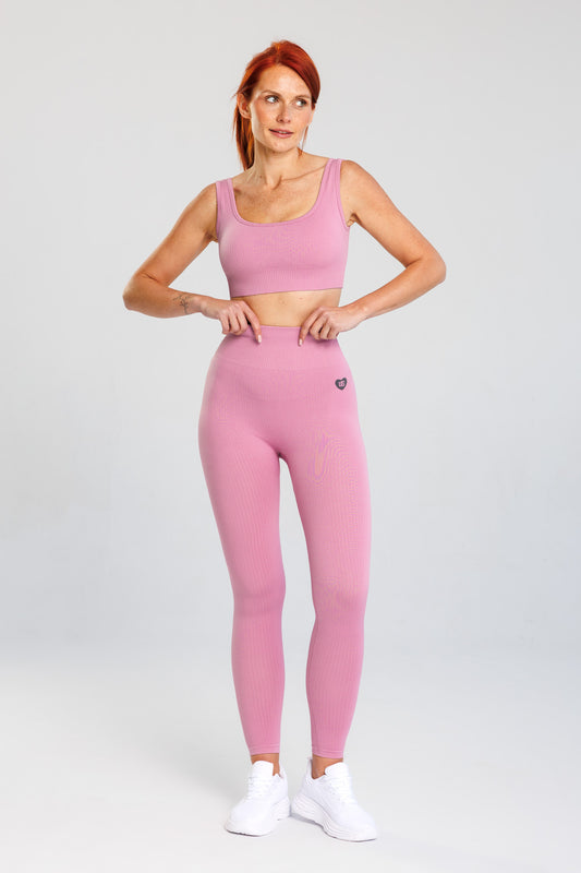 Legginsy bezszwowe prążkowane dusty rose Sunset