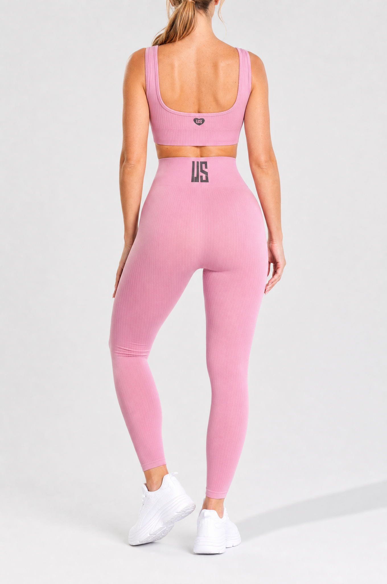 Legginsy bezszwowe prążkowane dusty rose Sunset