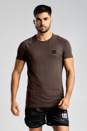 T-shirt bezszwowy techniczny PRO brązowy Colorado