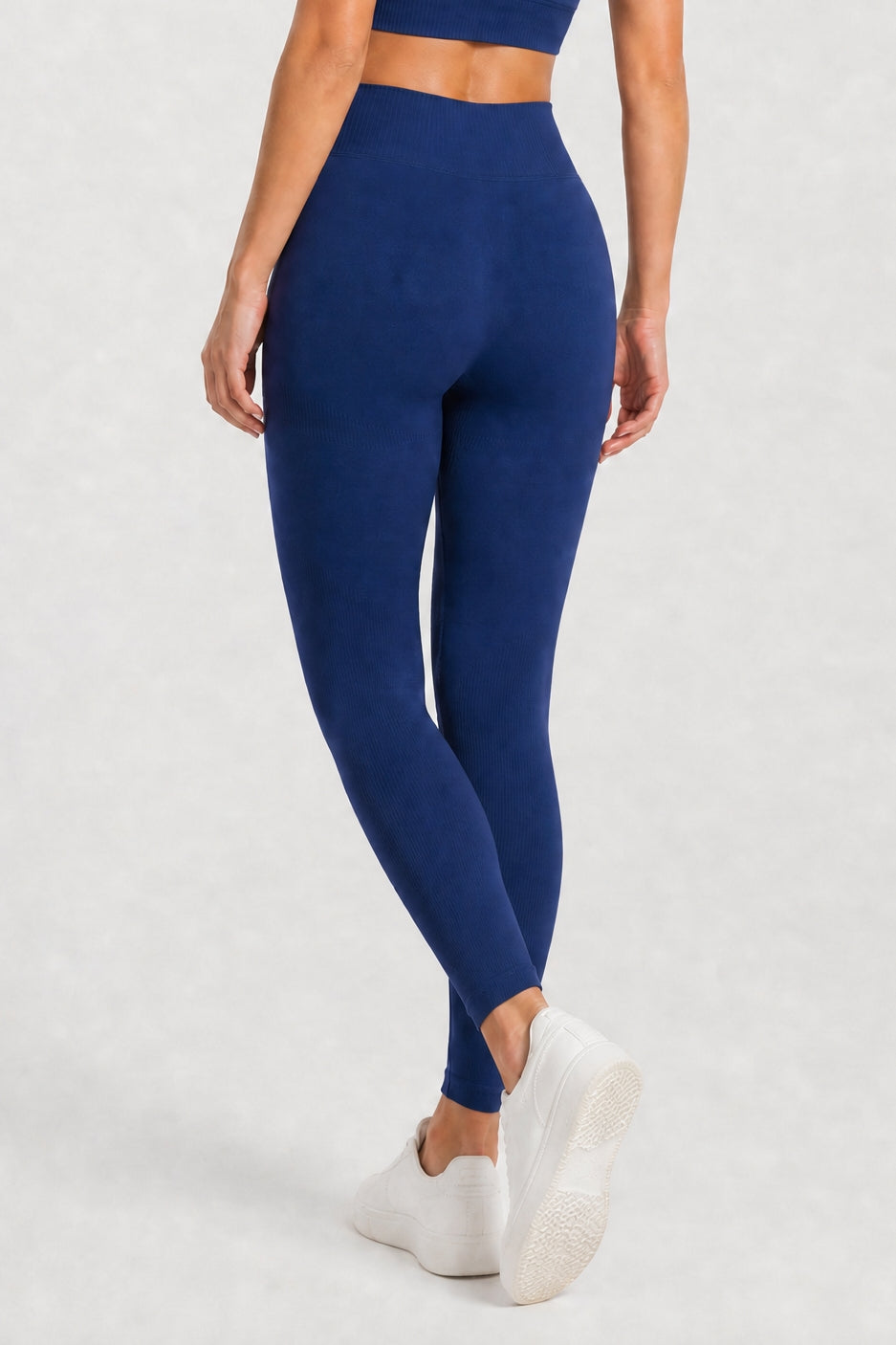 Legginsy bezszwowe asymetryczne V CUT navy Malibu