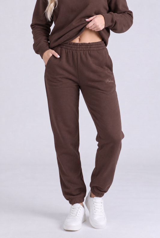 Spodnie dresowe damskie joggery brązowe - Dove SOFT PRO