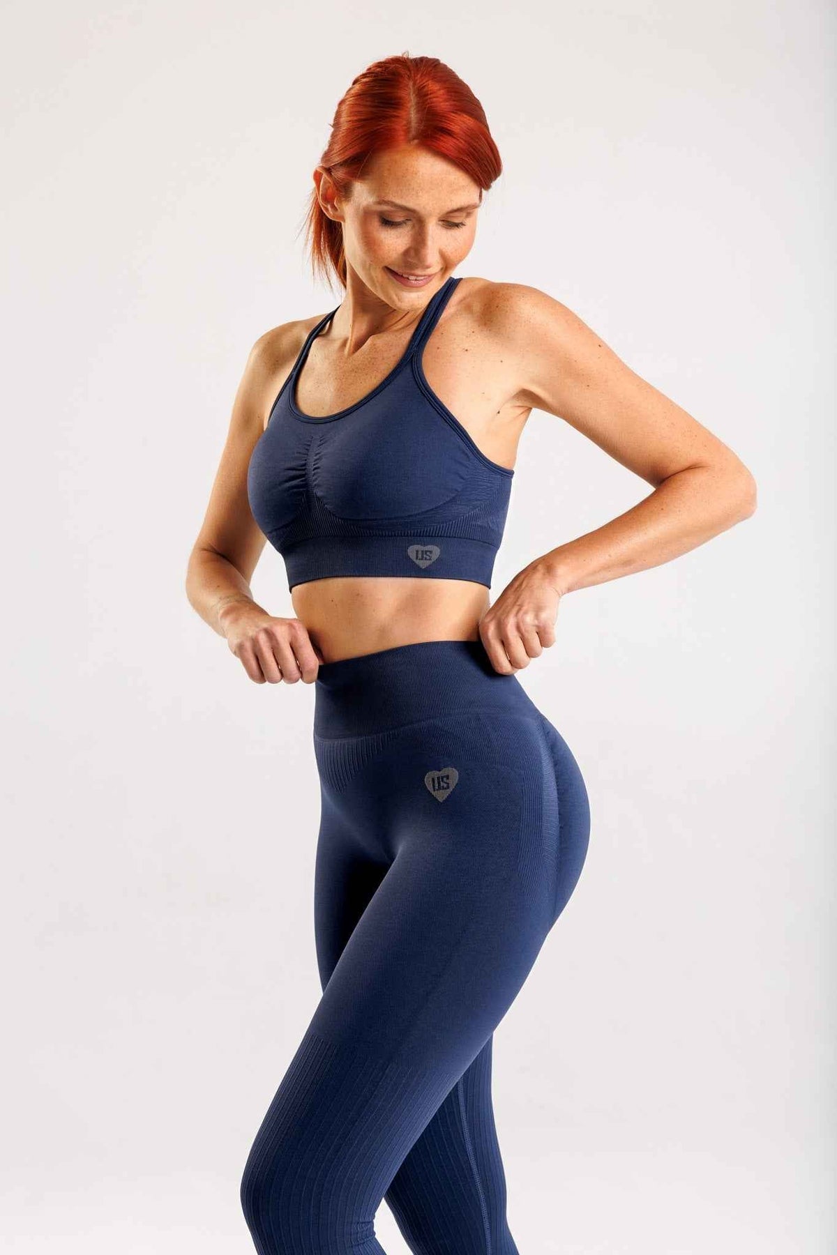 Zestaw bezszwowy PUSH UP PRO II top + legginsy granatowy - Nevada
