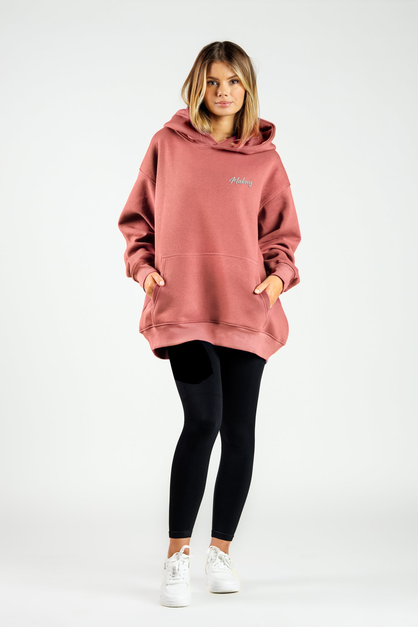 Bluza dresowa z kapturem brudny róż ONE SIZE Ruby SOFT PRO