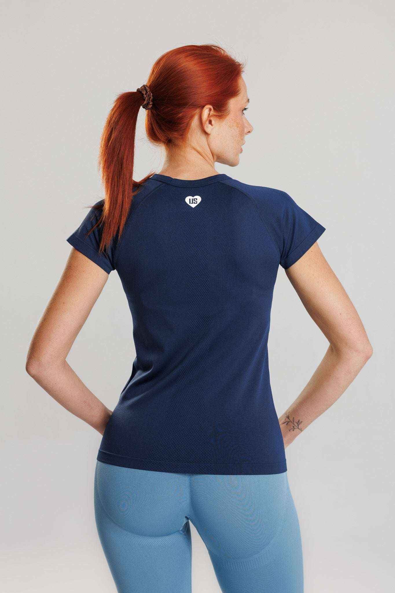 T-shirt damski bezszwowy techniczny PRO navy - Arizona