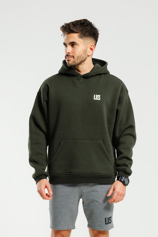 Męska bluza dresowa z kapturem ocieplana khaki Hudson SOFT PRO