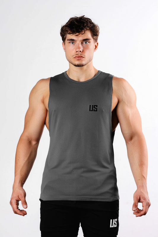 Tank Top męski bezszwowy techniczny grafitowy