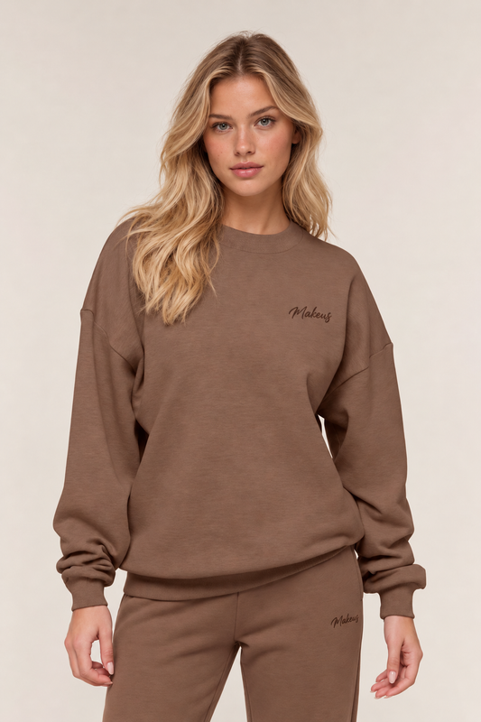 Damska bluza dresowa bez kaptura latte - Luna SOFT PRO