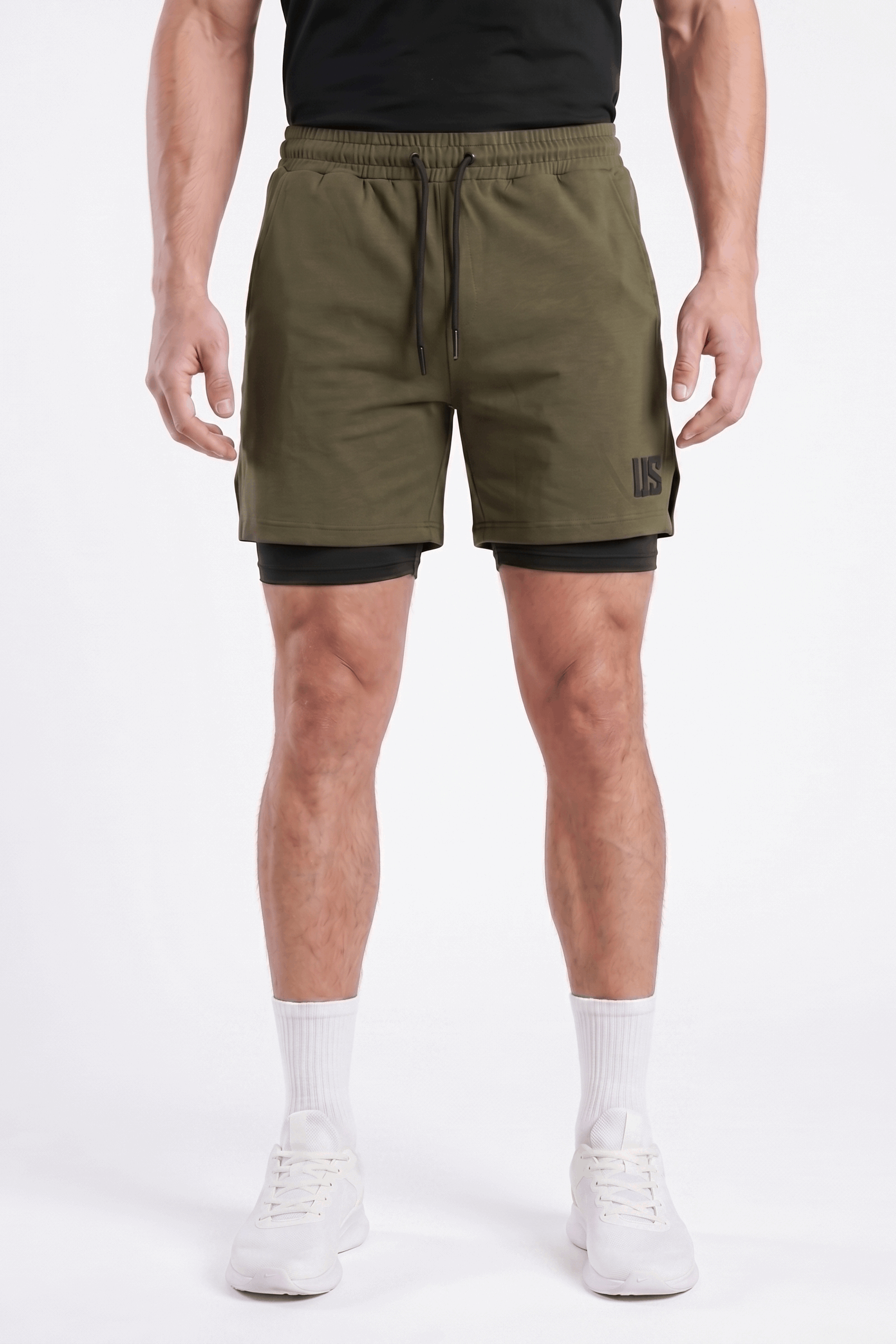 Spodenki męskie bawełniane PRO 2w1 khaki - Camp Maison