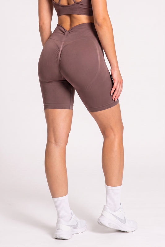 Szorty bezszwowe PUSH UP V SHAPE stalowy brąz Savannah