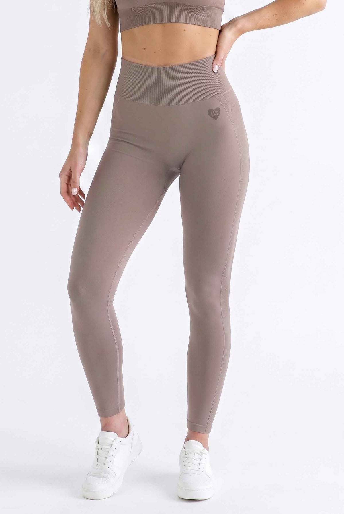 Legginsy bezszwowe PUSH UP taupe - Florence