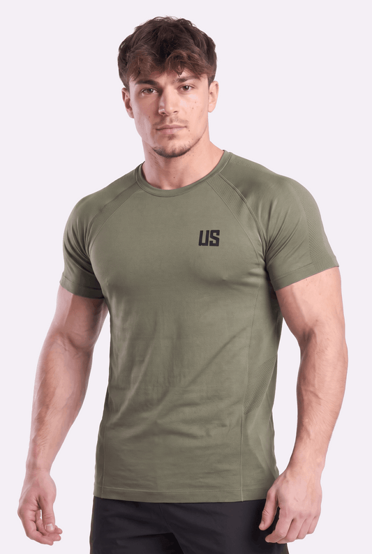 T-shirt męski bezszwowy techniczny PRO khaki - Colorado