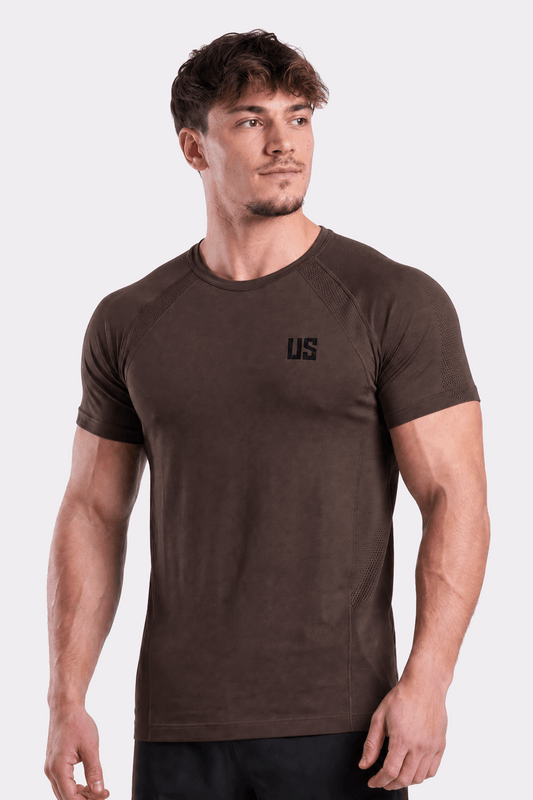 T-shirt męski bezszwowy techniczny PRO brązowy - Colorado