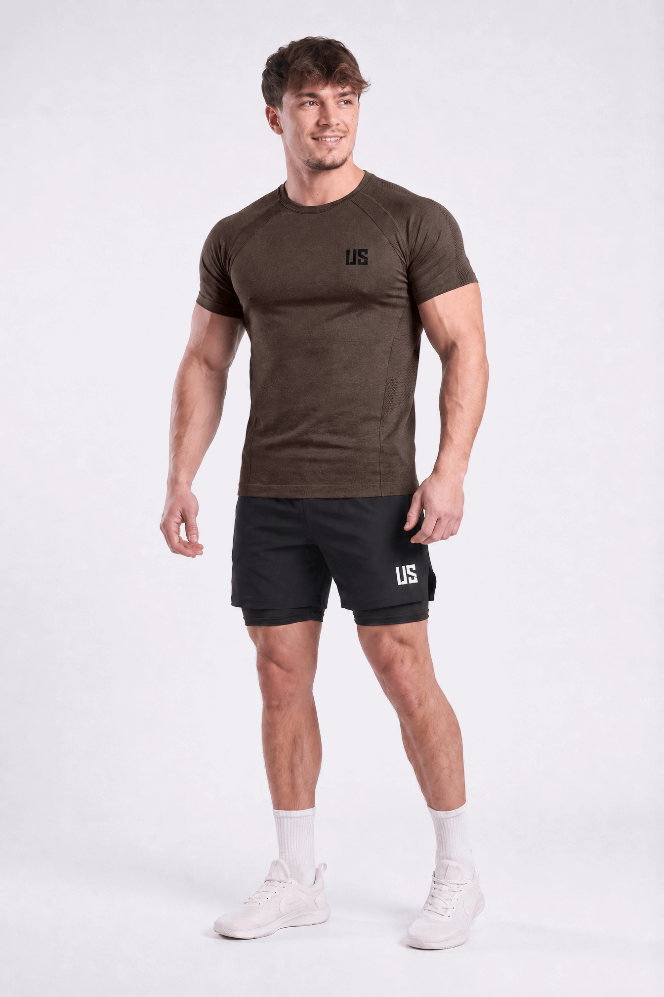 T-shirt męski bezszwowy techniczny PRO brązowy - Colorado