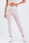 Legginsy bezszwowe prążkowane asymetryczne V CUT cream - Venice
