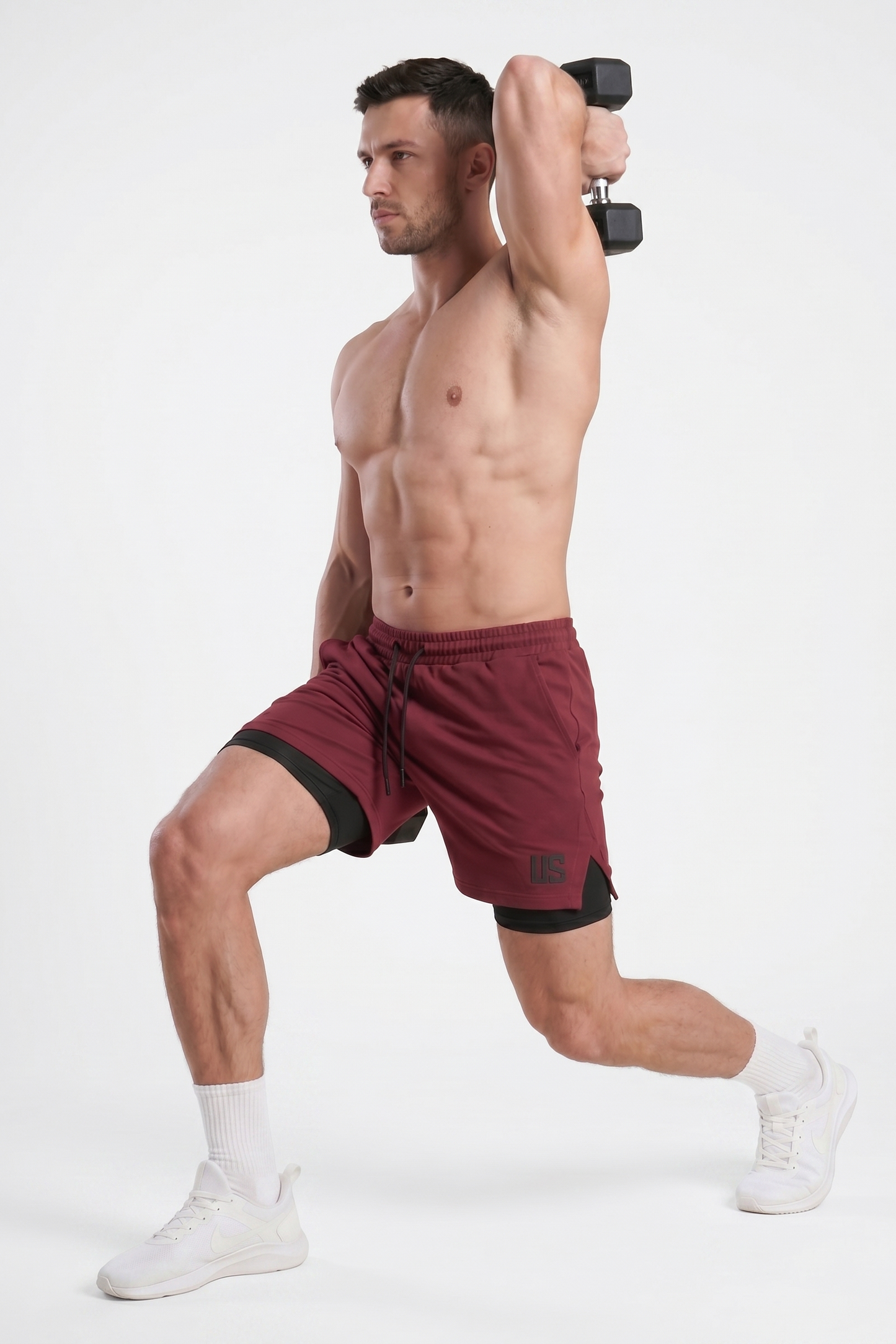 Spodenki bawełniane PRO 2w1 bordowe Camp Maison