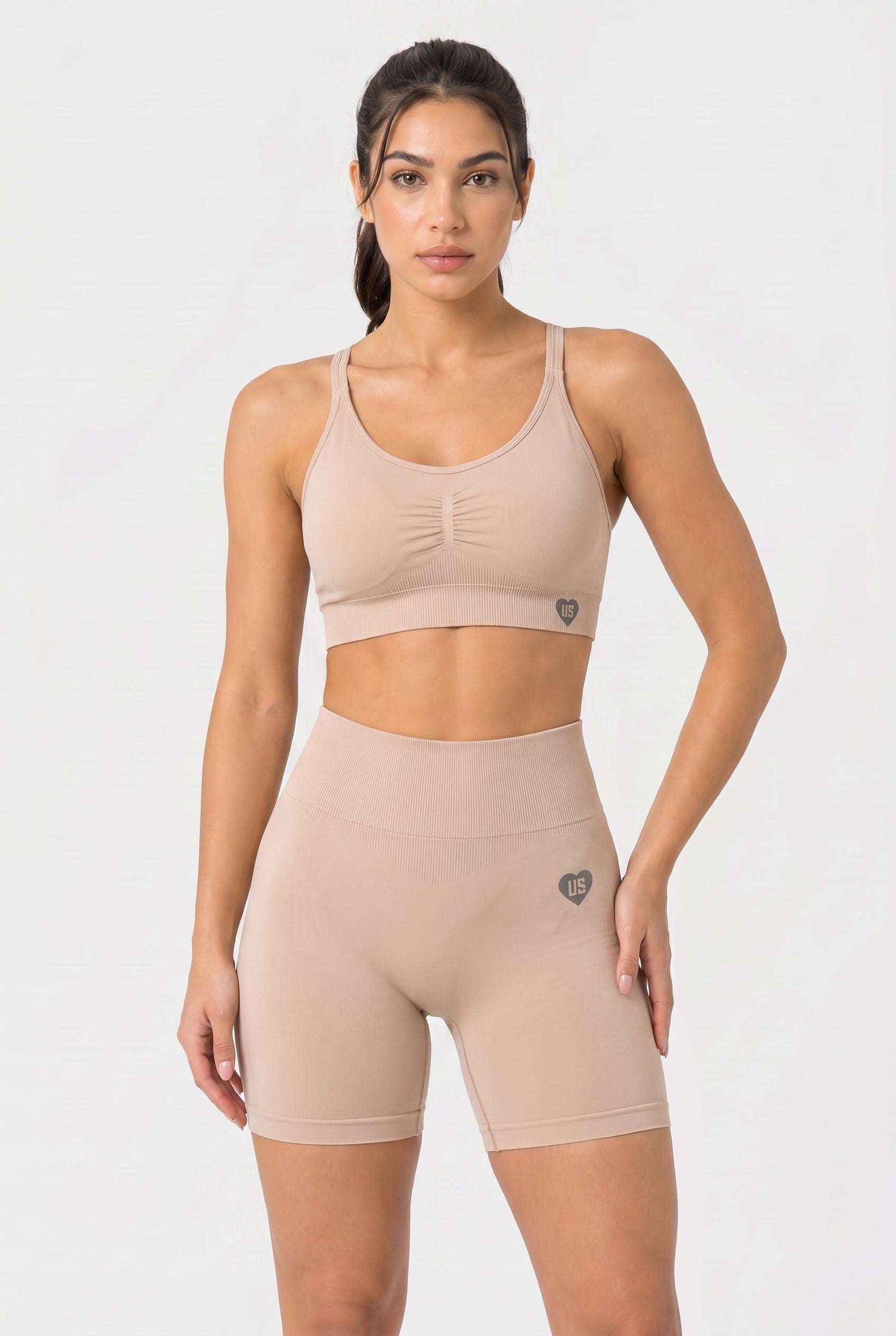 Szorty damskie bezszwowe PUSH UP V SHAPE cream - Savannah