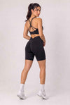 Zestaw bezszwowy PUSH UP V-SHAPE top + szorty czarne - Savannah