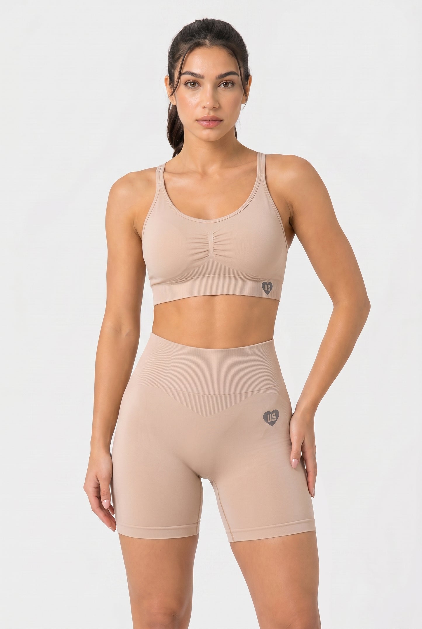 Szorty bezszwowe PUSH UP V SHAPE cream Savannah