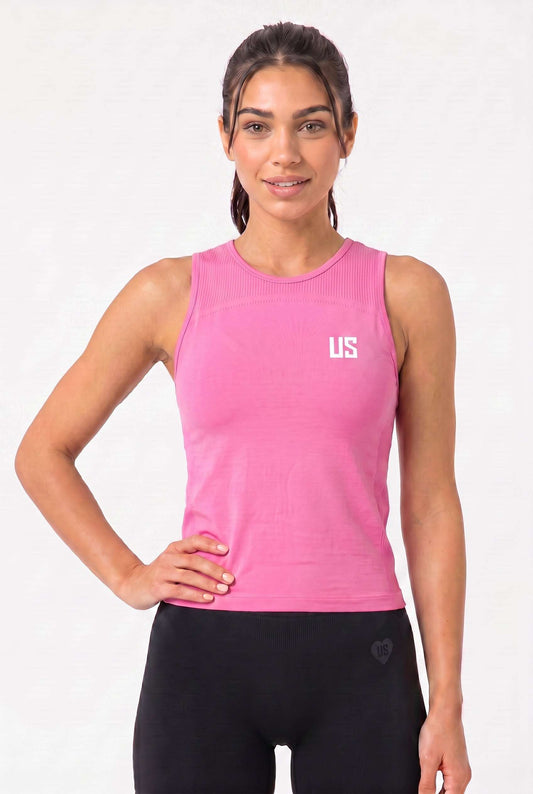 Tank top damski bezszwowy techniczny różowy 