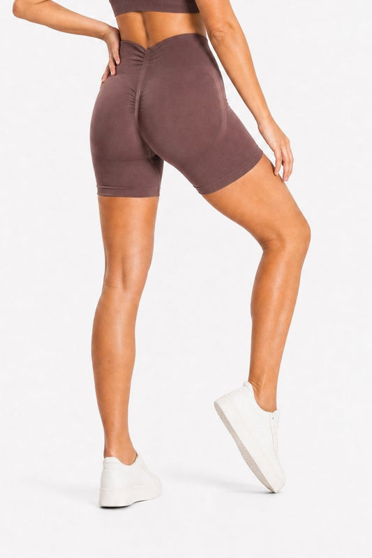 Szorty bezszwowe PUSH UP V SHAPE stalowy brąz Savannah