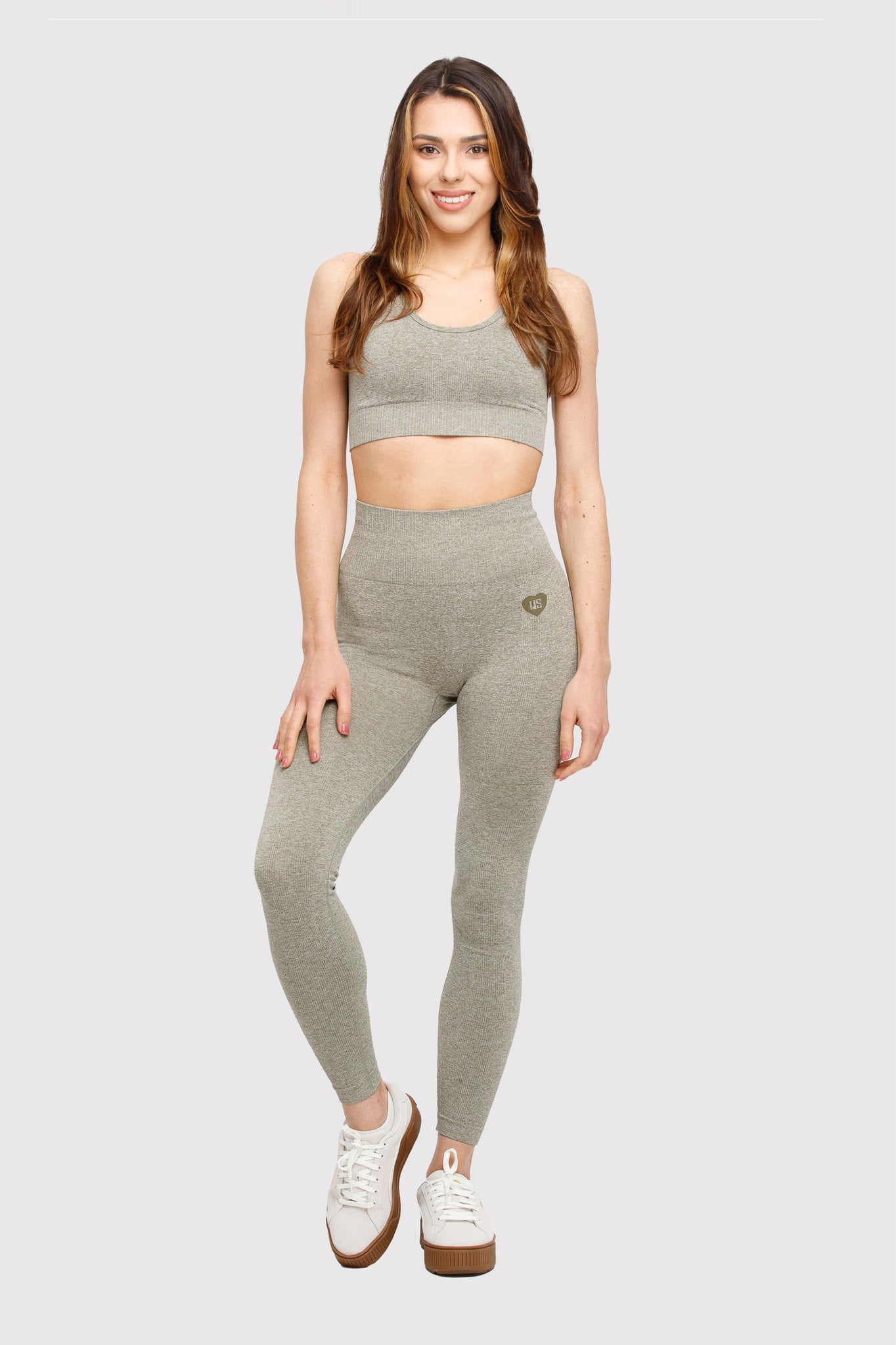 Legginsy bezszwowe sportowe oliwkowe Soho