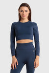 Rashguard damski bezszwowy sportowy granatowy - Queens